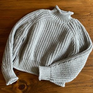 Chunky light gray turtleneck sweater